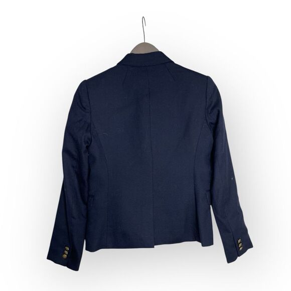 J. Crew Dark Navy Schoolboy Wool Blend Blazer Jacket Size 0 - Picture 2 of 5